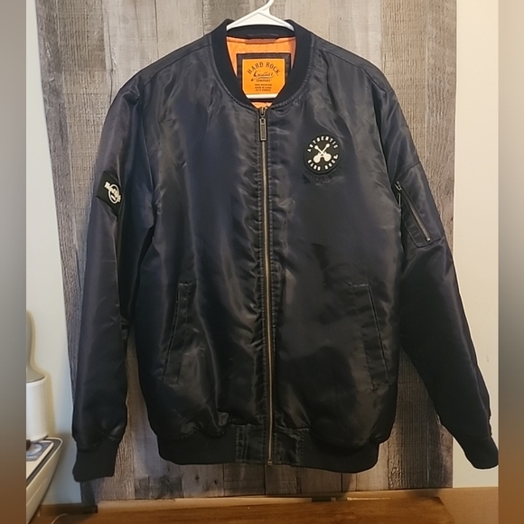 Hard Rock Cafe Other - Hard Rock Hotel Riviera Maya Bomber Jacket Blue Zip Up Polyester Mens Small